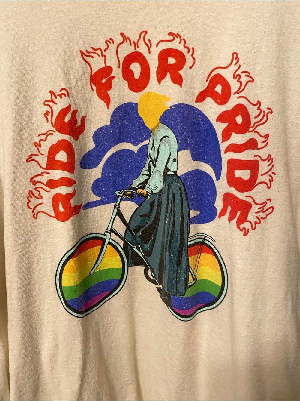 Threadless PRIDE Graphic Tee in Cream with Gray Print